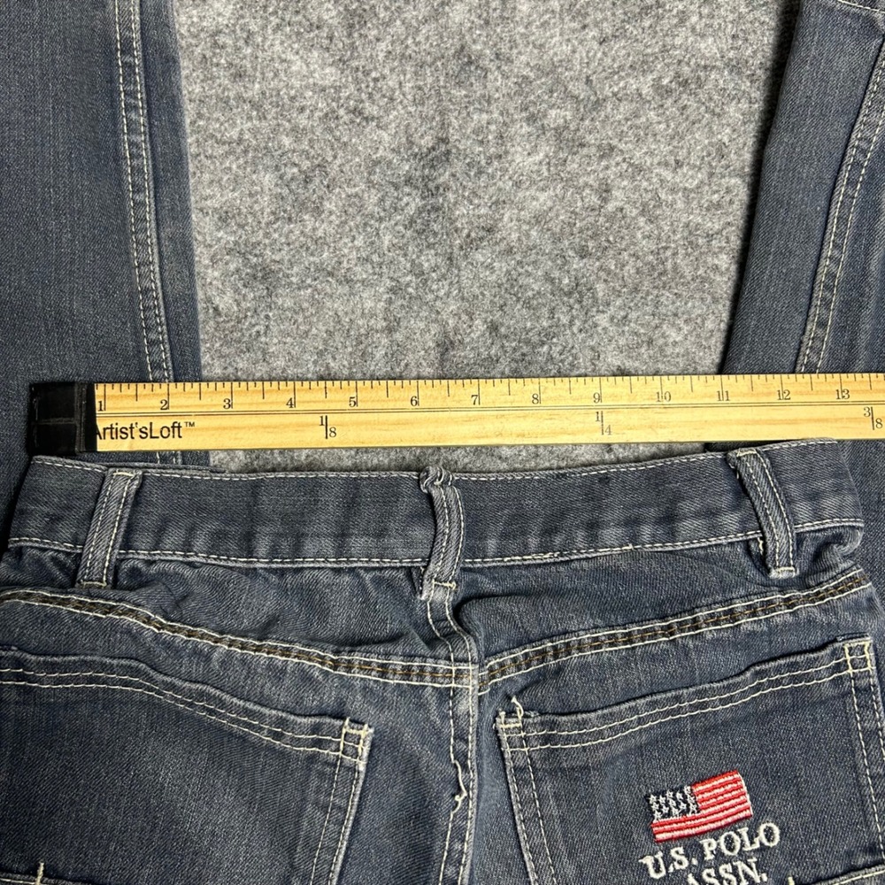 US Polo Assn Boys Straight Leg Jeans Dark Wash Blue Size 16 Skater Y2K Retro - Picture 4 of 7
